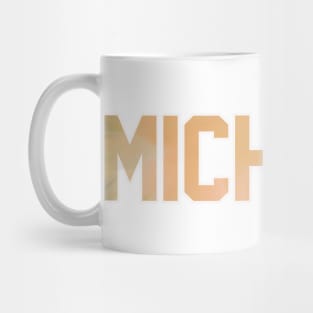 Michigan Pastel Tie Dye Jersey Letter Mug